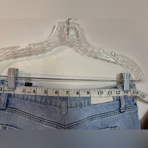 Paige Doretta Destructed Light Wash Noella Raw Hem Straight Denim Jeans Size 28 - Picture 4 of 7